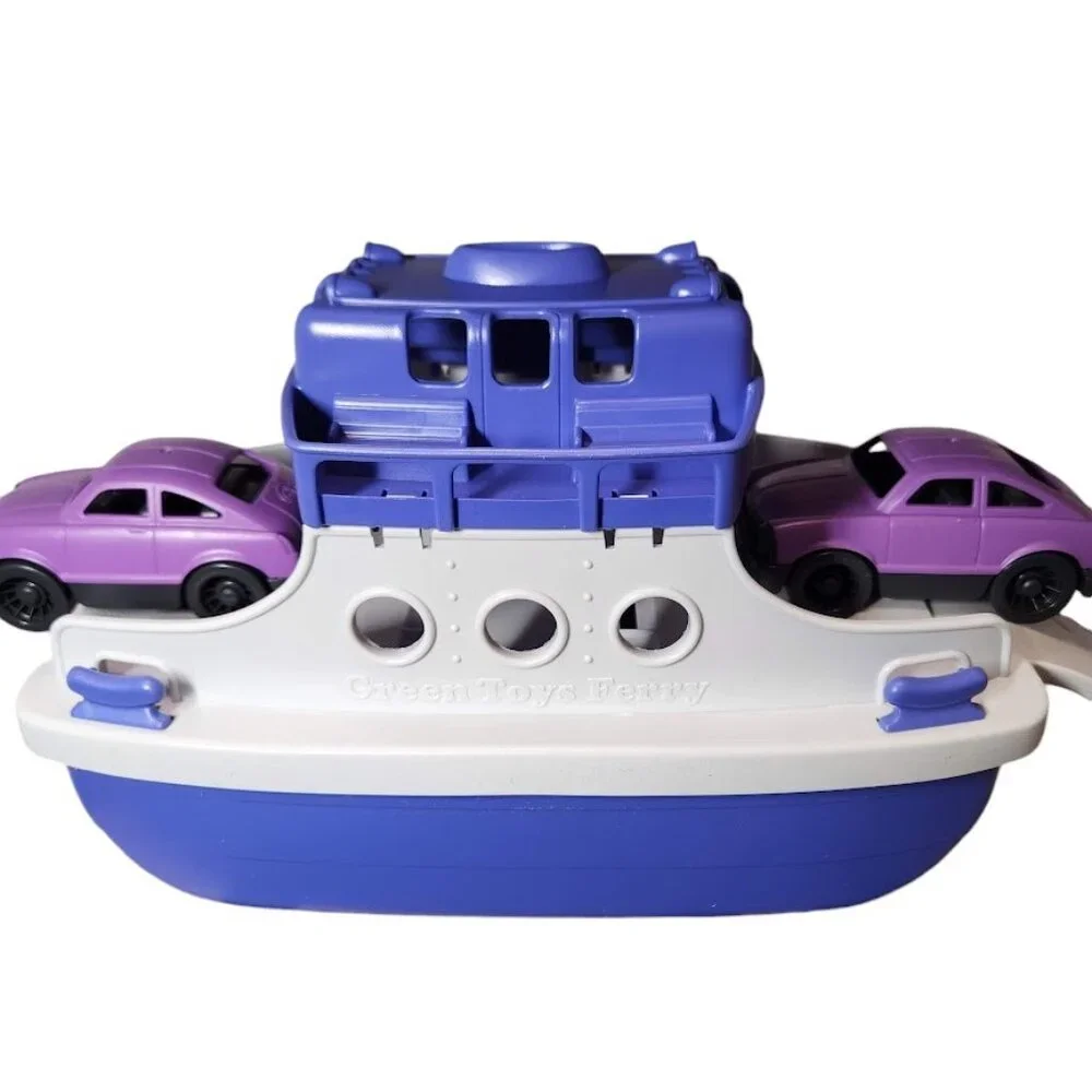 NEW Green Toys Ferry Boat Bath Tub Toys Water Toy with Cars Purple White Toy NEW